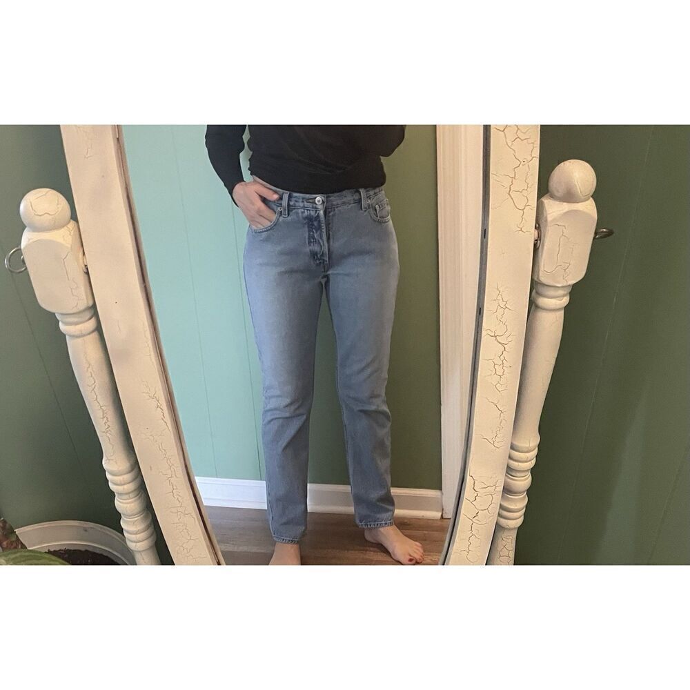 VTG London Jean Womans Straight Leg Button Fly  Mid Rise Denim Blue Jeans Size 8